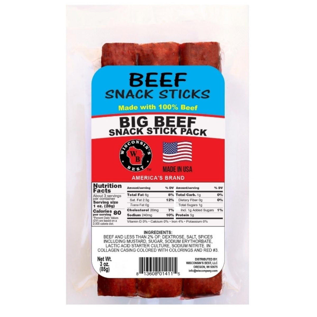 Wisconsins Best Beef Snack Sticks-Big Beef Stick Pack Caddy Case-3 oz.-12/Box-4/Case