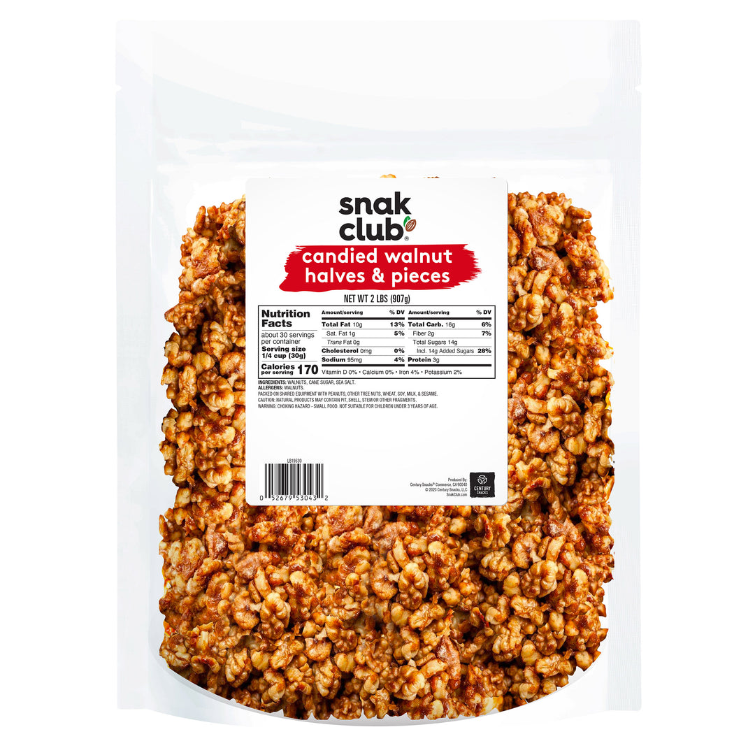 Snak Club Walnut Candied-Halves & Pieces-32 oz.-3/Case