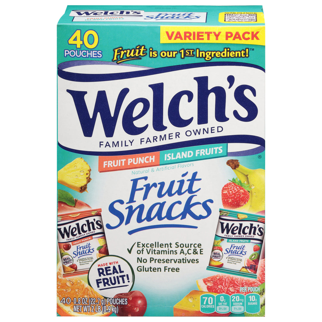 Welch's Fruit Snacks Fruit Punch/Island Fruits-40 Count-6/Case