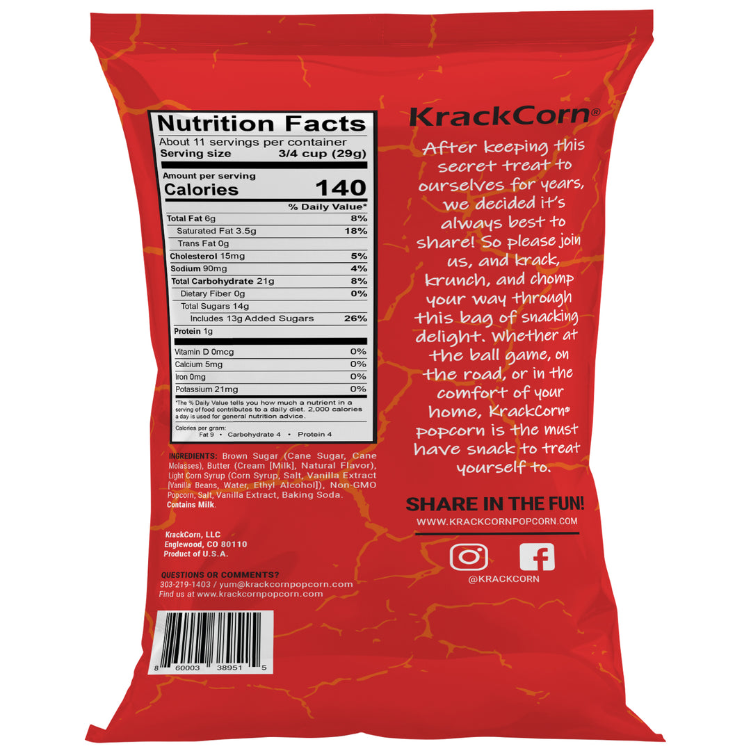 Krackcorn Caramel Flavored Popcorn Knock-Out Case-11 oz.-12/Case