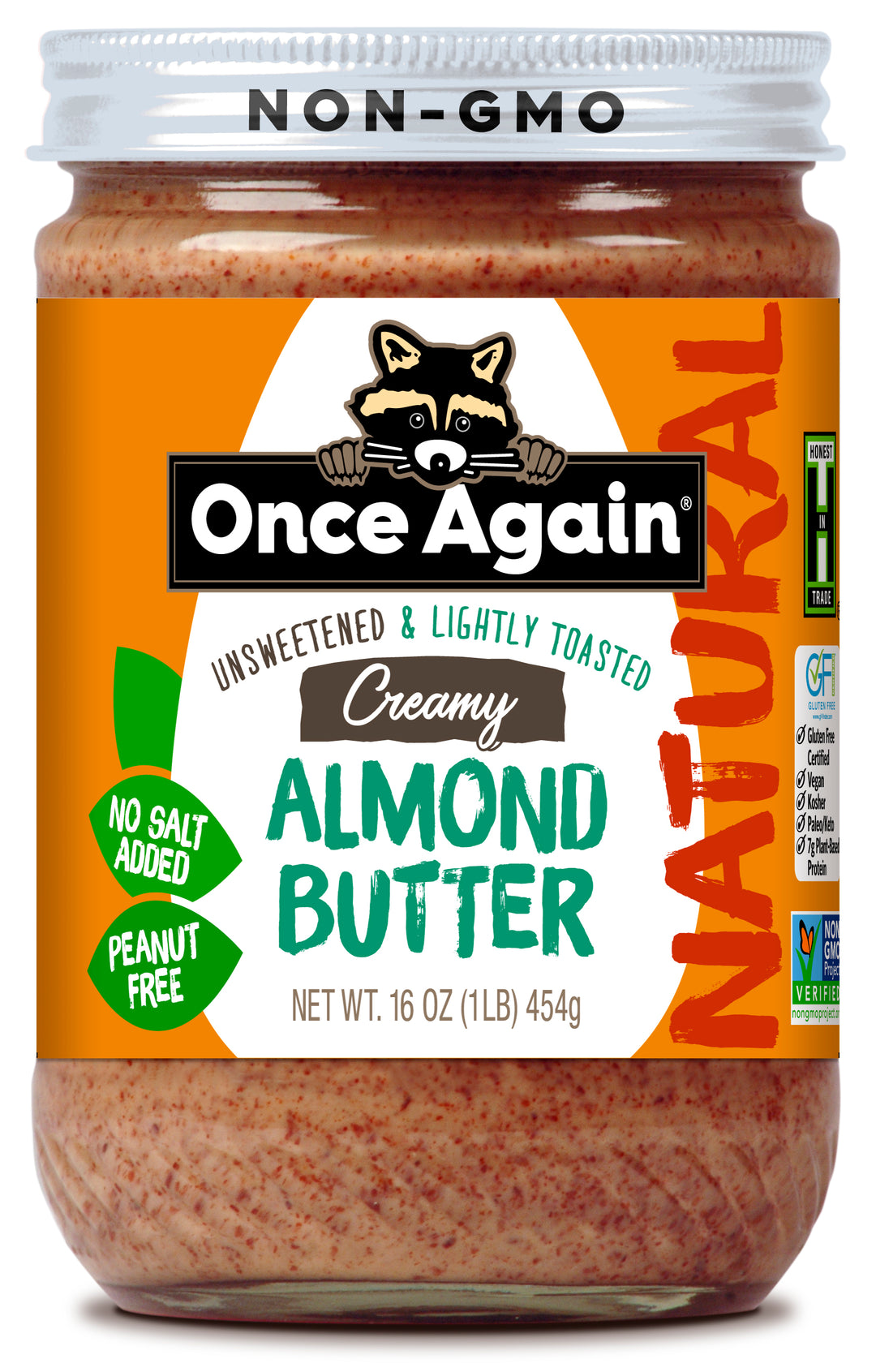 Once Again Nut Butter Natural-Lightly Toasted & Creamy Almond Butter-16 oz.-6/Case