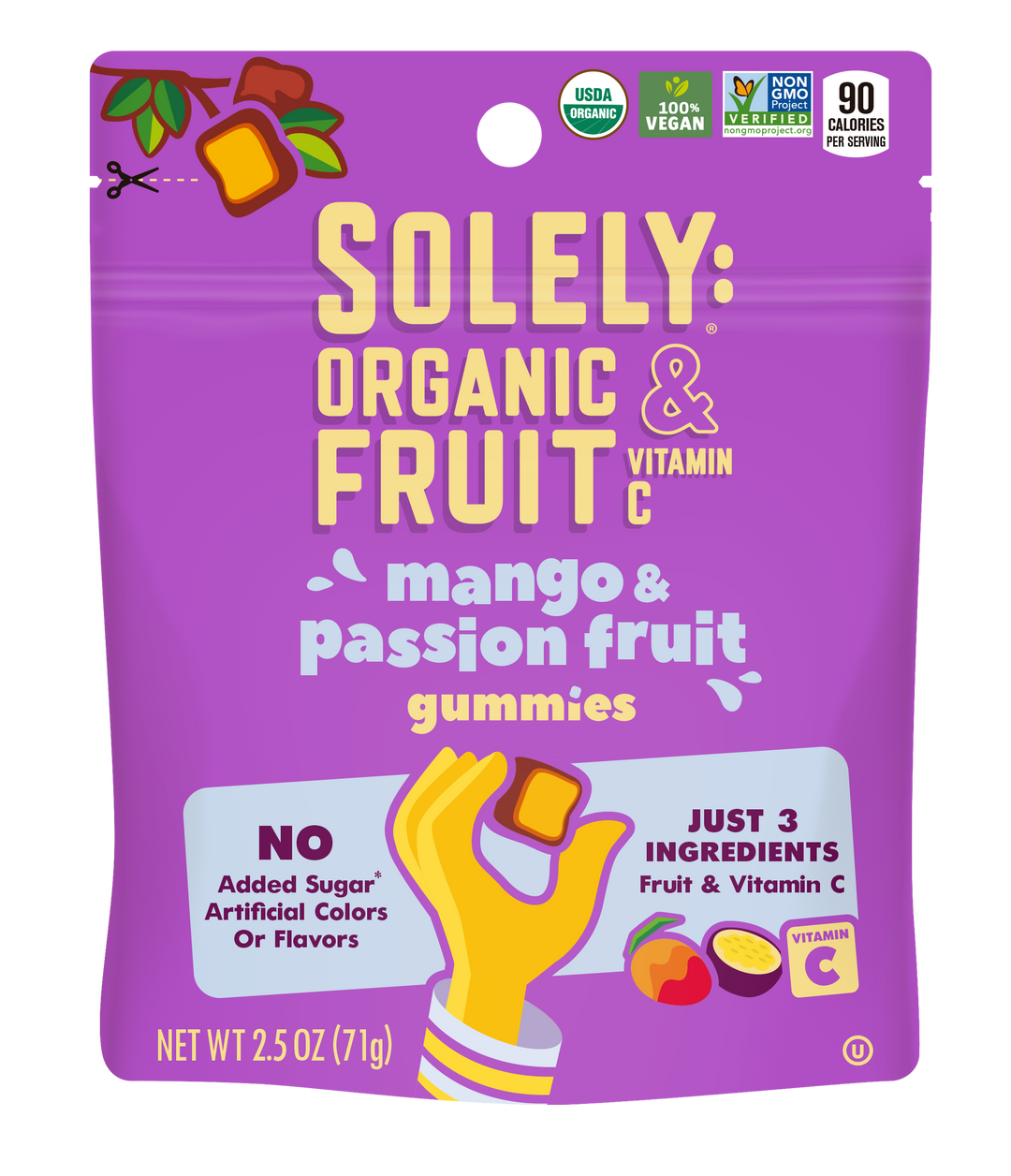 Solely Whole Fruit Gummies-Mango & Passion Fruit Case-2.5 oz.-12/Case