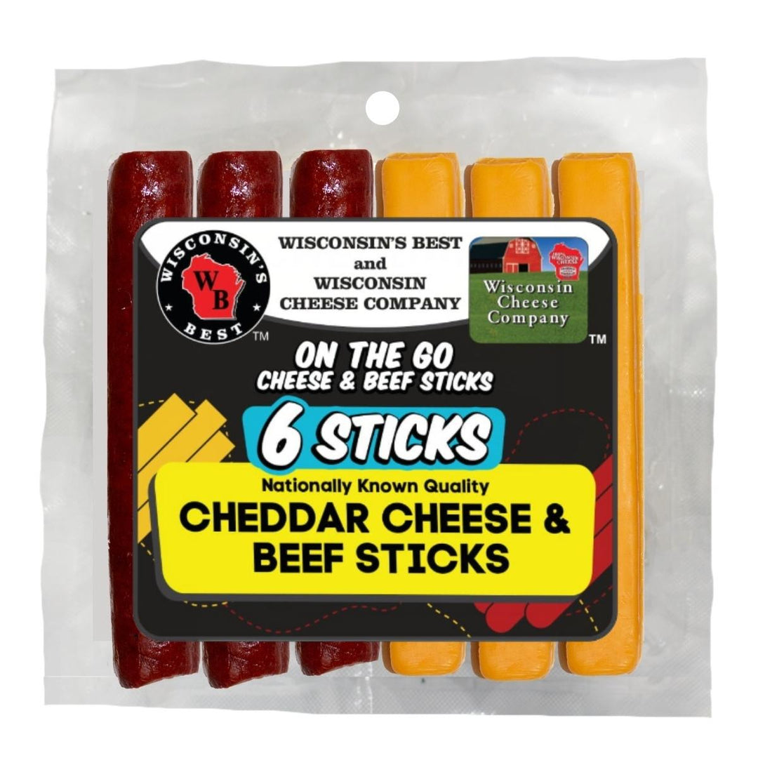 Wisconsins Best Cheddar Cheese And Beef Stick-6 Sticks Combination Case Shelf Stable-1 Each-12/Box-4/Case