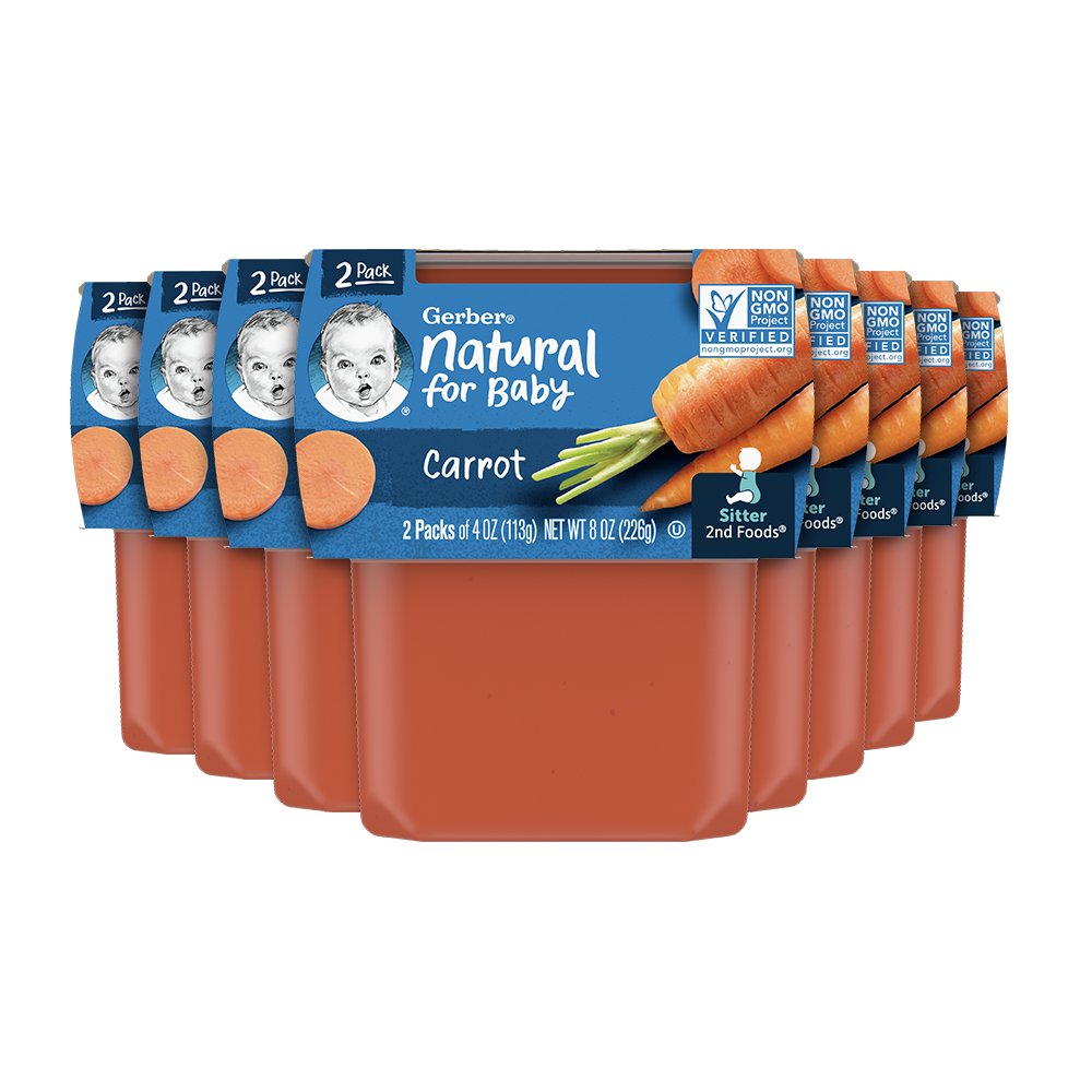 Gerber 2Nd Foods Non-Gmo Carrot Puree Baby Food Tub-2X 4 Oz Tubs-226 Gram-8/Case