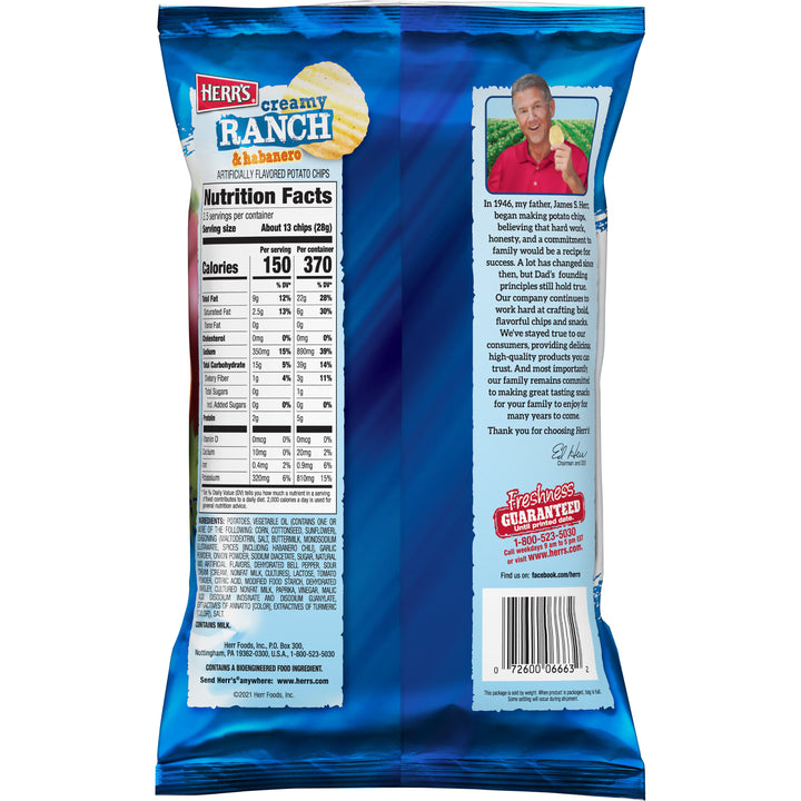 Herr Foods Inc Creamy Ranch Habanero Chips-2.5 oz.-12/Case