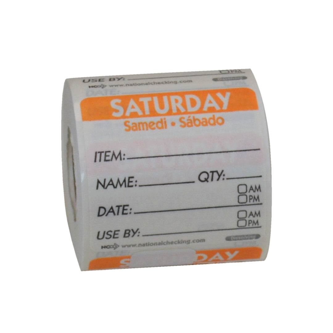 Ncco Trilingual Dissolvable Labels Saturday 2"X2" Item-Date-Use By-250 Each-1/Case