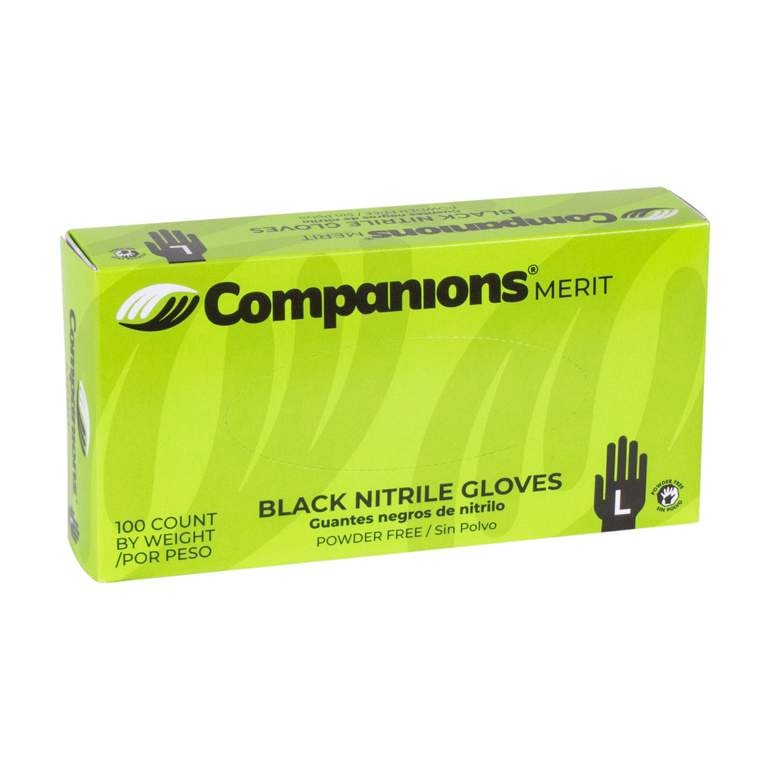Companions Essentials Large Nitrile Black Powder Free Glove-100 Each-100/Box-10/Case