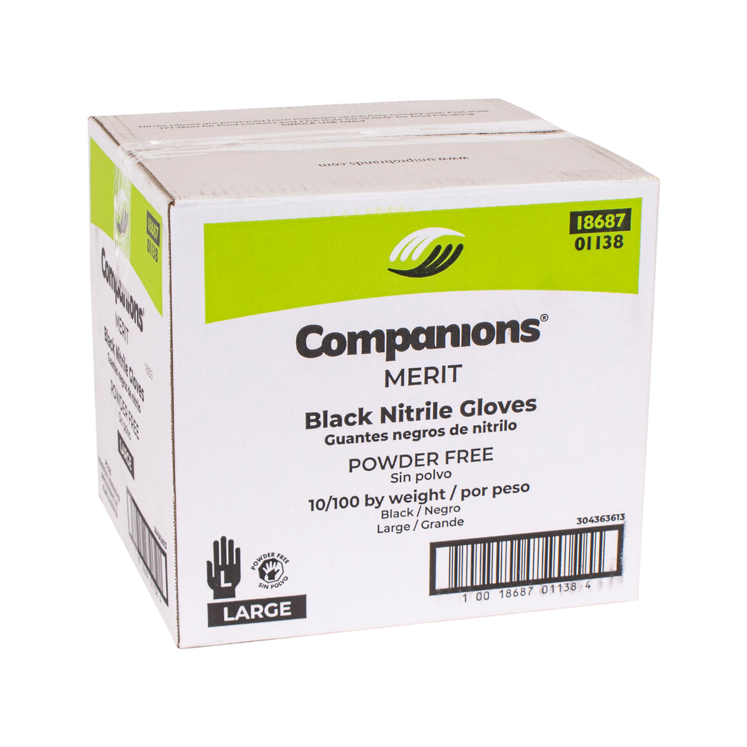 Companions Essentials Large Nitrile Black Powder Free Glove-100 Each-100/Box-10/Case