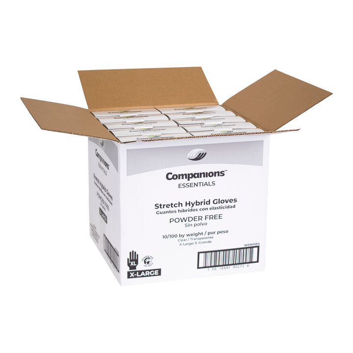 Companions Essentials Reporting Stretch Clear Extra Large Gloves-100 Each-100/Box-10/Case