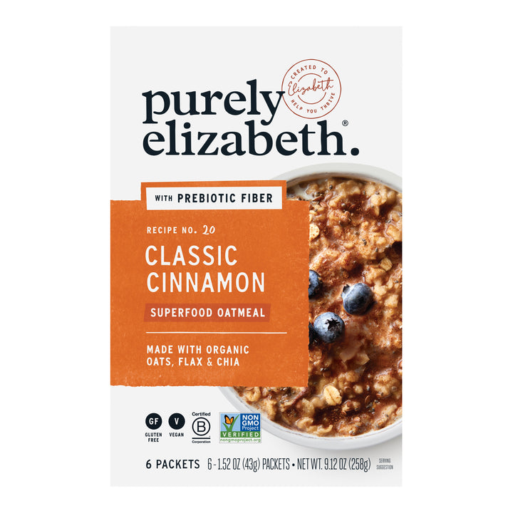 Purely Elizabeth Classic Cinnamon Superfood With Prebiotic Fiber Multipack Oatmeal-6 Each-6/Case