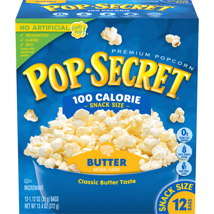 Pop Secret Microwave Popcorn-100 Calorie Butter Flavor-Snack Bags-13.4 oz.-4/Case