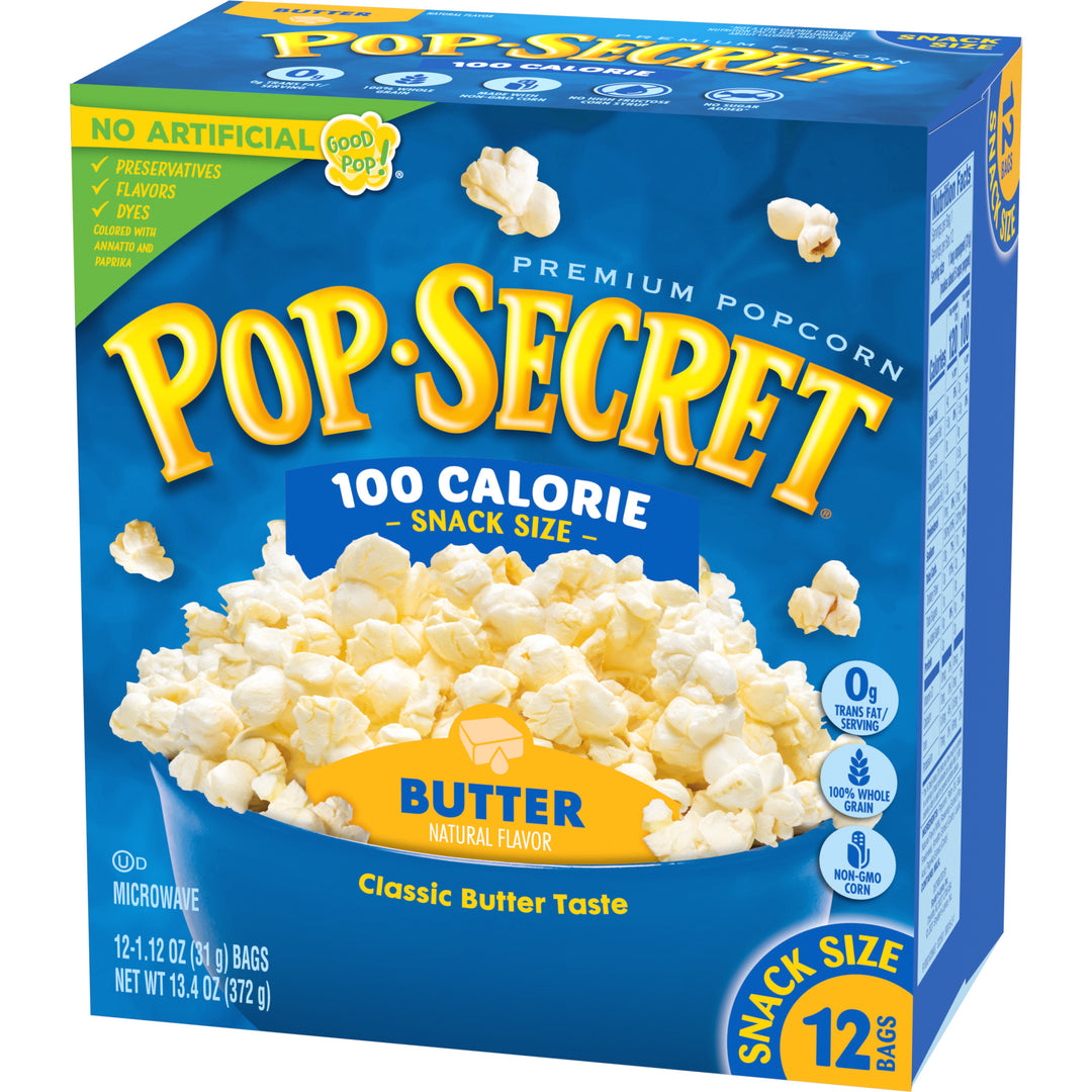 Pop Secret Microwave Popcorn-100 Calorie Butter Flavor-Snack Bags-13.4 oz.-4/Case