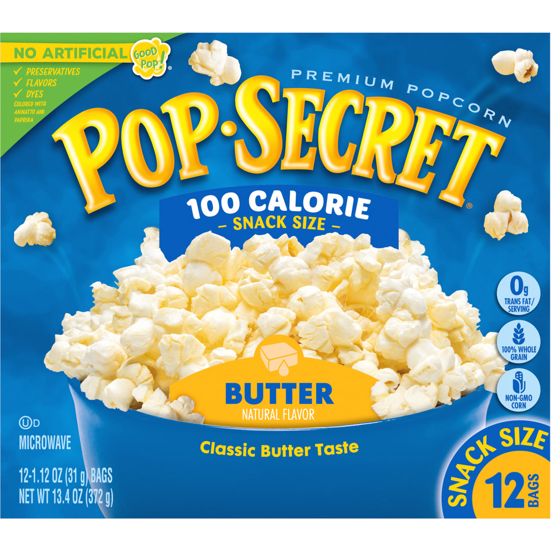 Pop Secret Microwave Popcorn-100 Calorie Butter Flavor-Snack Bags-13.4 oz.-4/Case