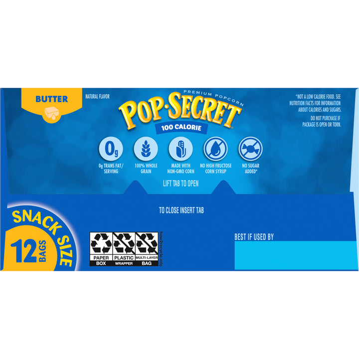 Pop Secret Microwave Popcorn-100 Calorie Butter Flavor-Snack Bags-13.4 oz.-4/Case