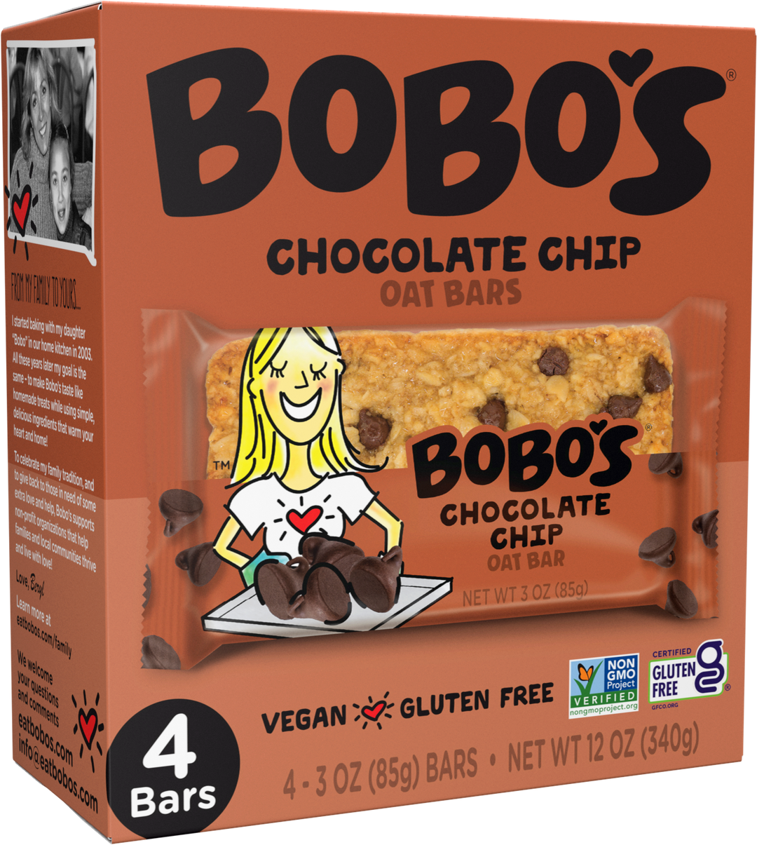 Bobo's Oat Bars Chocolate Chip Bar-3 oz.-4/Box-6/Case