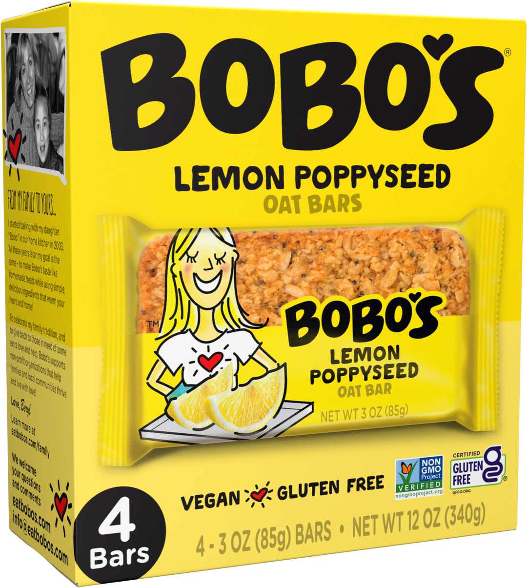 Bobo's Oat Bars Lemon Poppyseed Bar-12 oz.-6/Case