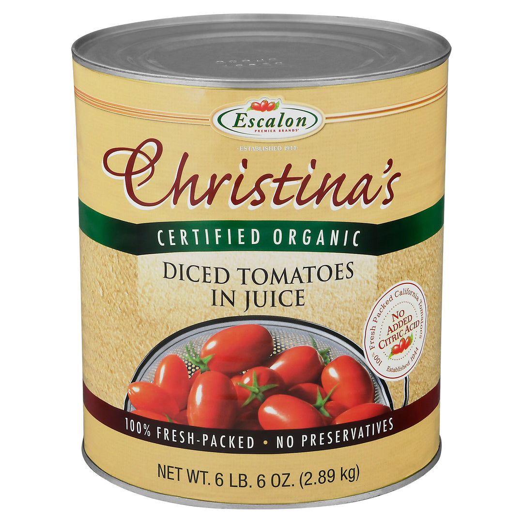 Christina's Certified Organic Diced Tomato In Juice-6.38 lbs.-6/Case