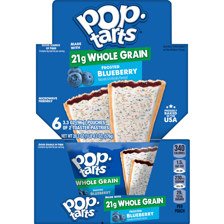 Kelloggs Pop-Tarts Whole Grain Frosted Blueberry Pastry-3.3 oz.-6/Box-12/Case