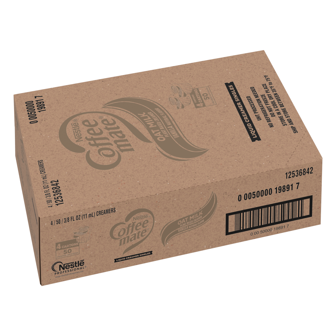 Coffee-Mate Cream Substitutes Shelf Stable Oat Vanilla Creamer-18.7 fl. oz.-4/Case