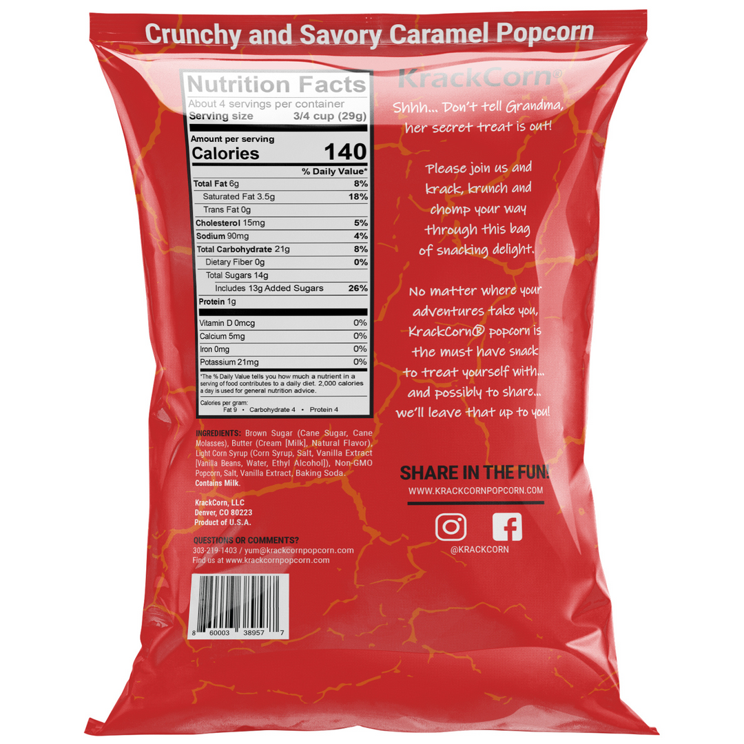 Krackcorn Caramel Flavored Popcorn-4 oz.-6/Case