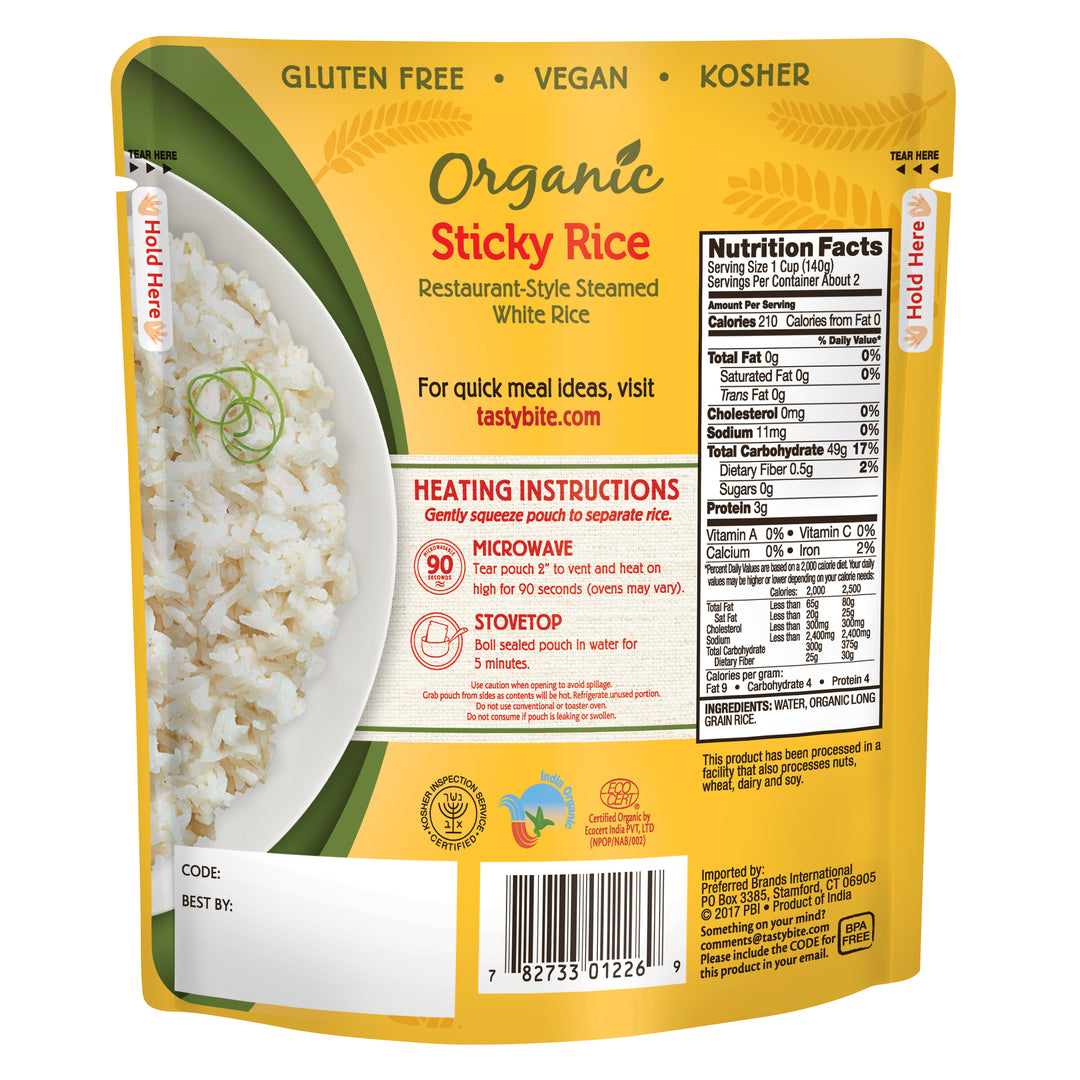 Tasty Bite Organic Sticky Rice-8.8 oz.-12/Case