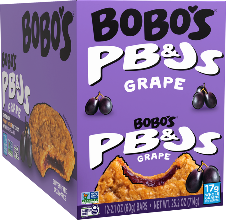 Bobo's Oat Bars Grape Peanut Butter & Jelly Case-2.1 oz.-12/Box-4/Case