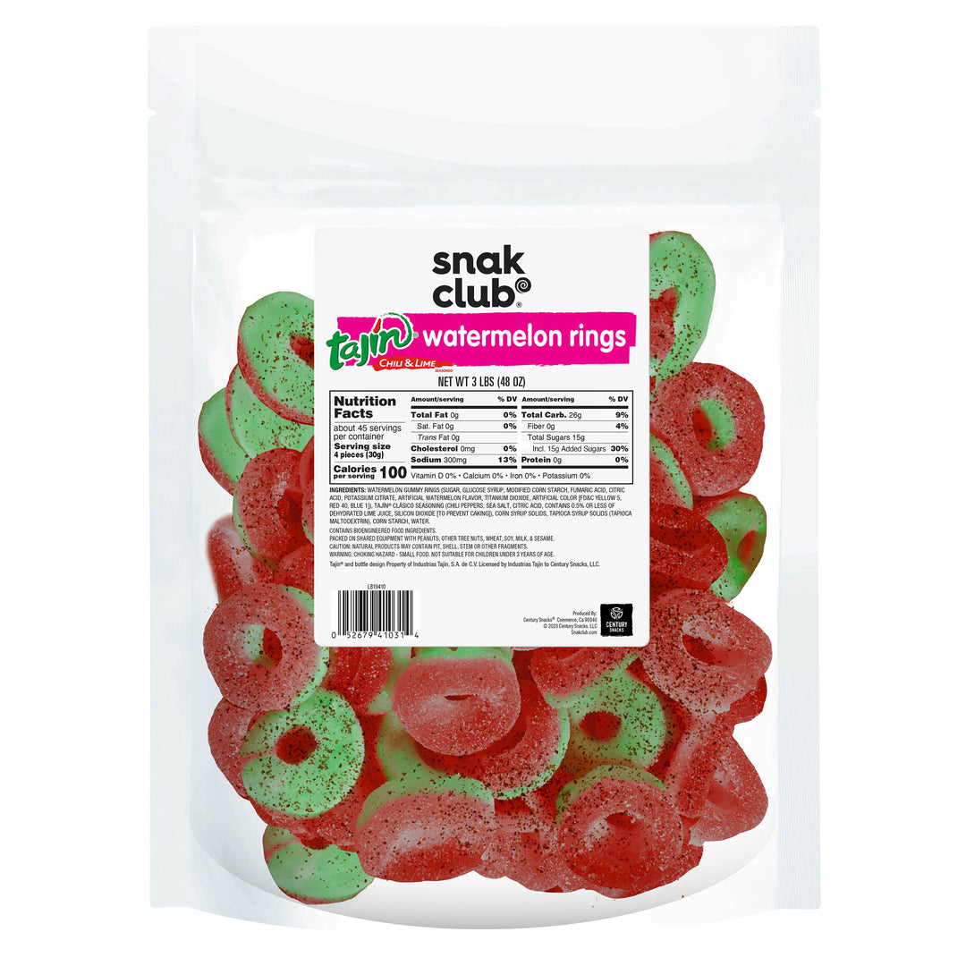 Snak Club Tajin Watermelon Gummy Rings-48 oz.-2/Case