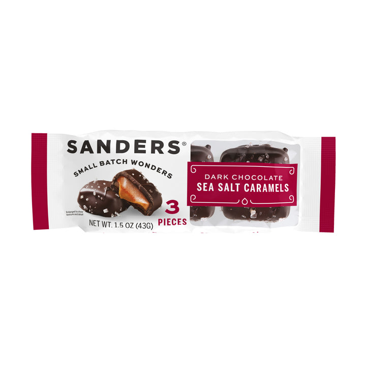 Sanders Candy Dark Chocolate Sea Salt Caramels 3-Piece-0.015 lbs.-8/Box-4/Case