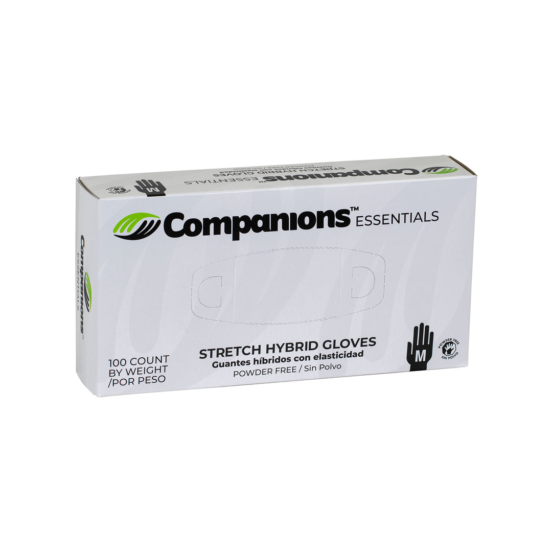 Companions Essentials Gloves Hybrid Stretch Clear Medium-100 Each-100/Box-10/Case