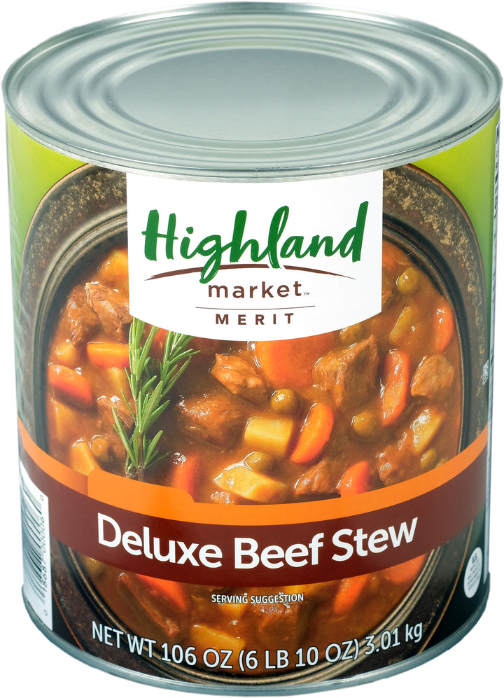 Highland Market Merit Deluxe Beef Stew-106 oz.-6/Case