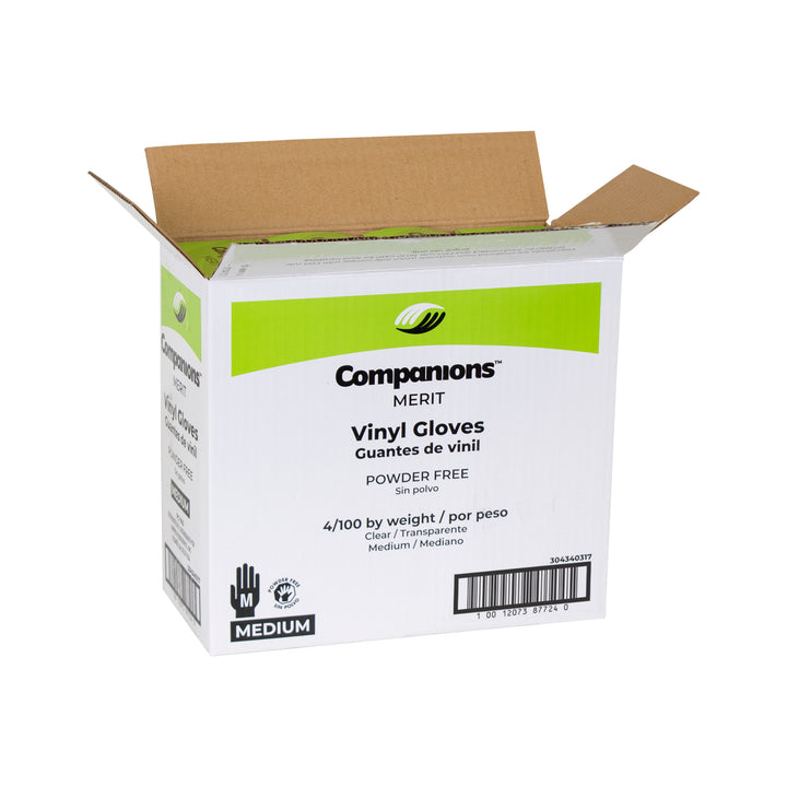 Companions Merit Vinyl Powder Free Medium Glove-100 Each-100/Box-4/Case