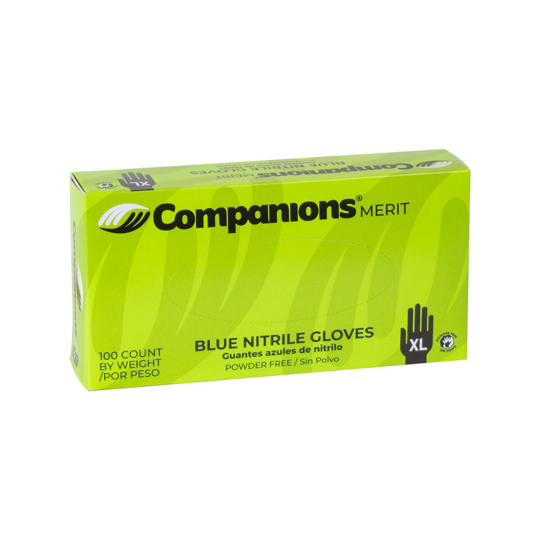Companions Essentials Extra Large Nitrile Blue Powder Free Glove-100 Each-100/Box-10/Case