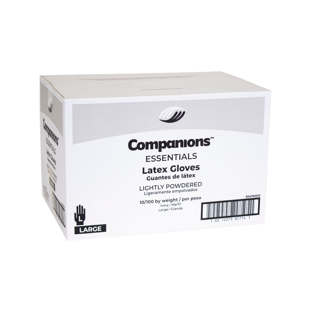 Companions Essentials Gloves Latex Powdered Large-100 Each-100/Box-10/Case