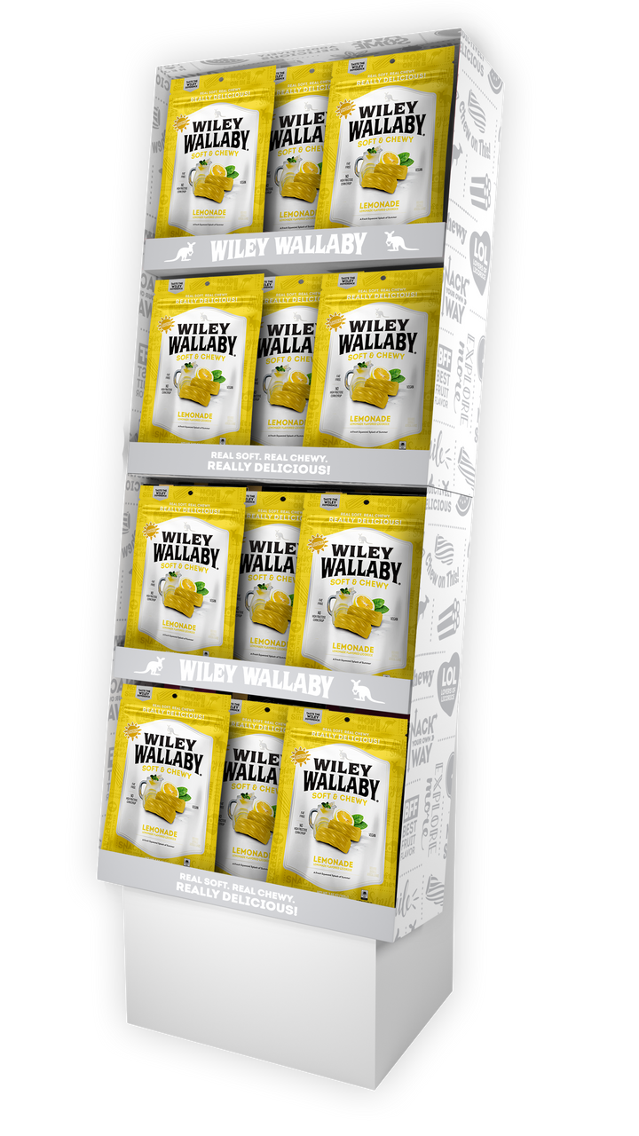 Wiley Wallaby Lemonade Licorice Display Shipper-48 Count-1/Case
