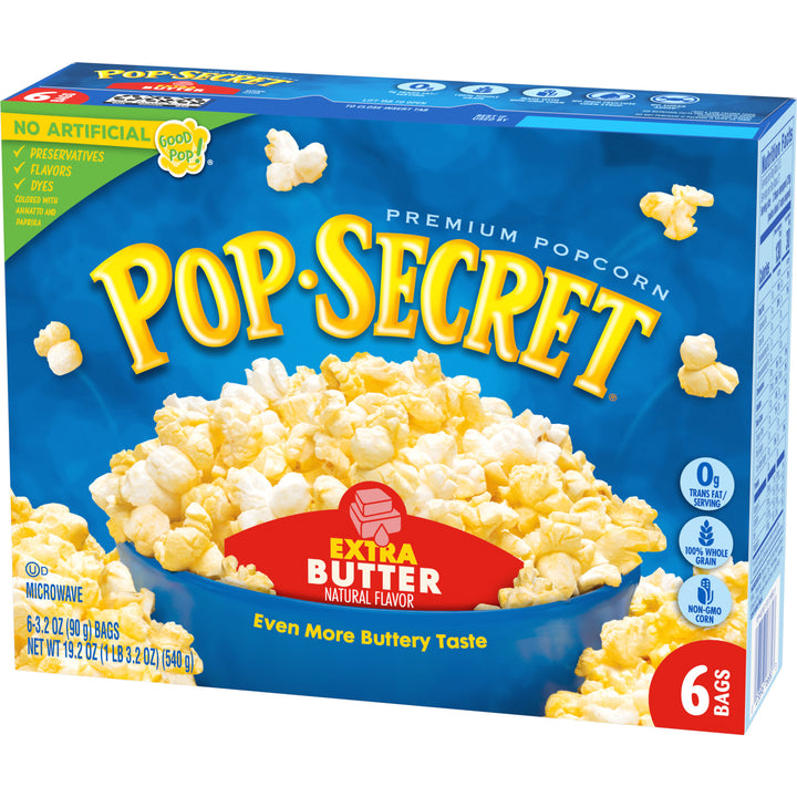 Pop Secret Microwave Popcorn-Extra Butter Flavor-Sharing Bags-19.2 oz.-6/Case