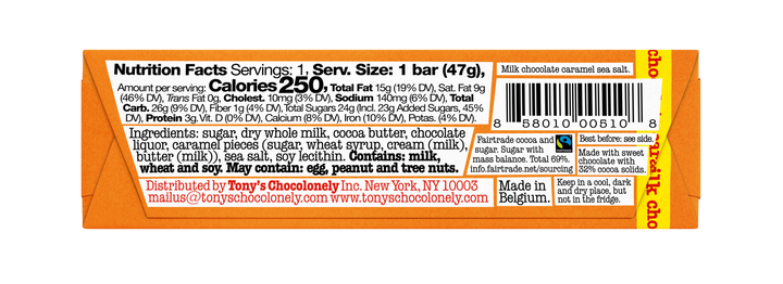 Tony's Chocolonely Milk Caramel Sea Salt-1.66 oz.-20/Case