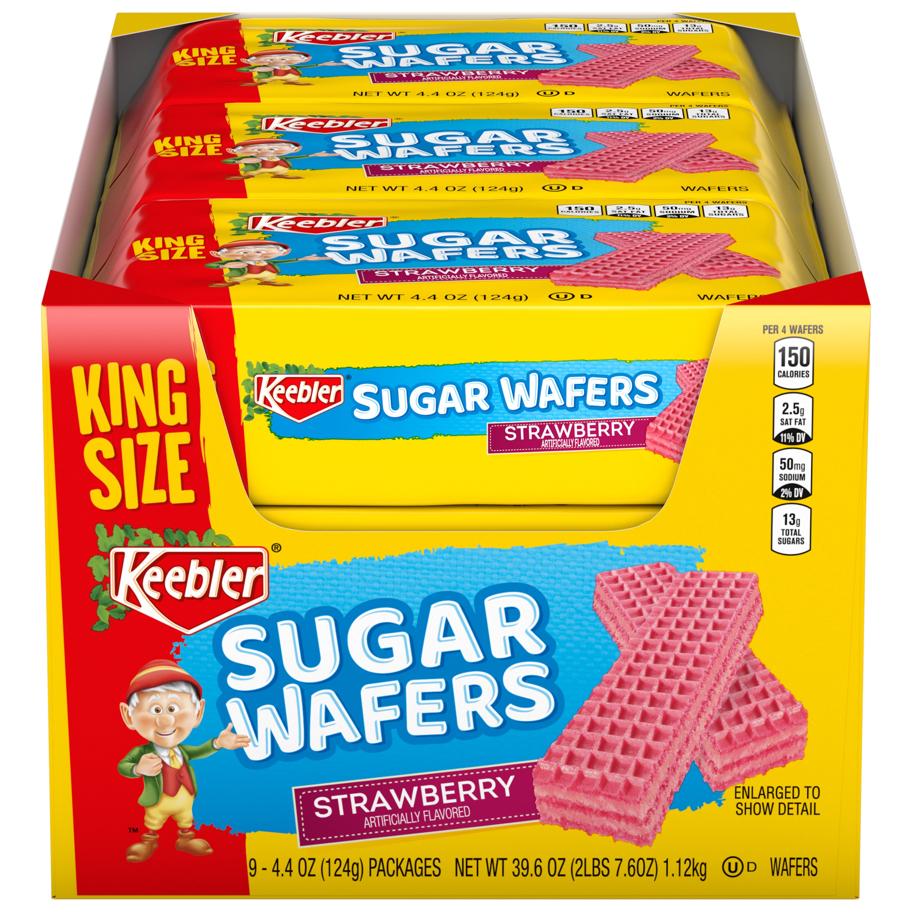 Kb Sugar Wafers Strawberry-4.4 oz.-9/Box-9/Case MPN# 07357