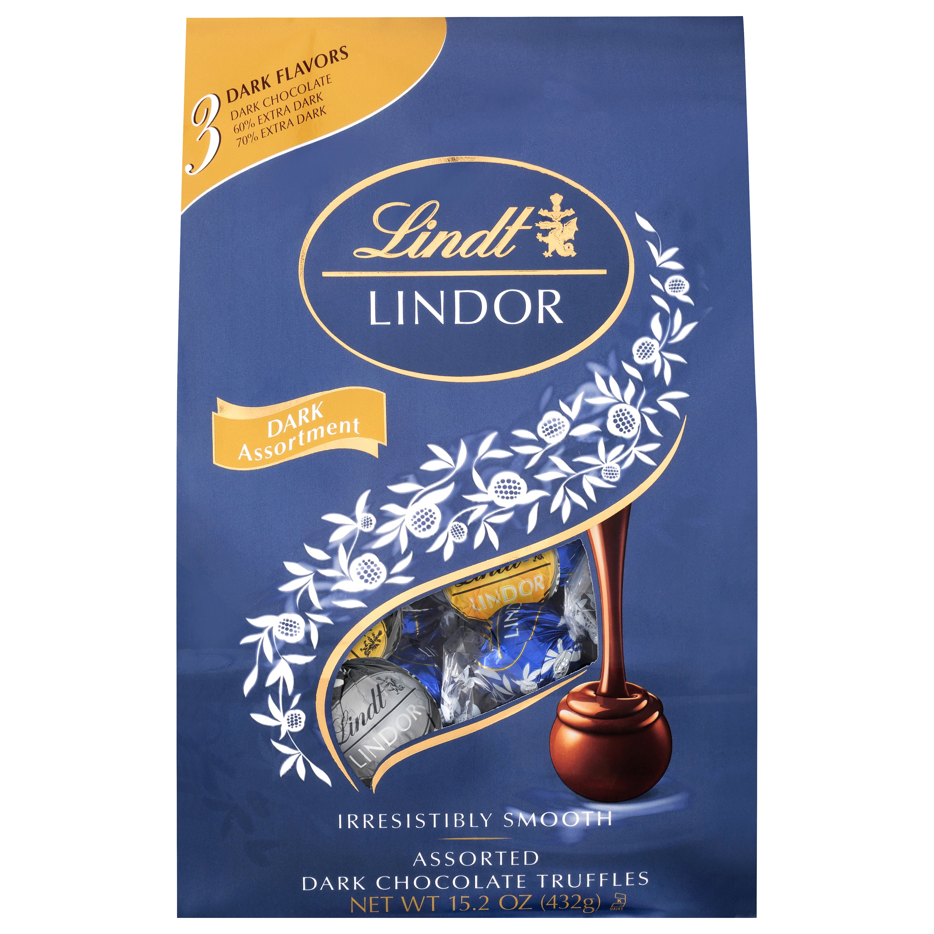 Lindt & Sprungli Lindor Dark Assorted Bag-15.2 oz.-6/Case MPN