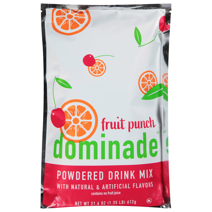 Domino Dominade Fruit Punch Powdered Drink Mix Pouches-21.6 oz.-12/Case