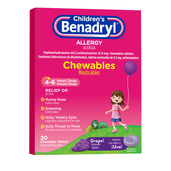 Benadryl Childrens Chewable Tablets-20 Count-3/Box-8/Case