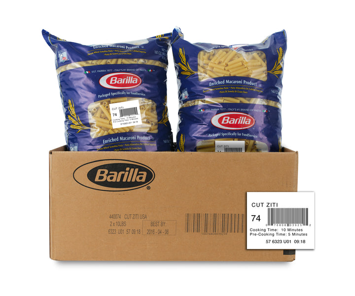 Barilla Non-Gmo Cut Ziti Pasta-160 oz.-2/Case