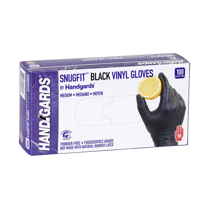 Handgards Hgi Medium Black Vinyl Disposable Gloves-100 Each-100/Box-10/Case