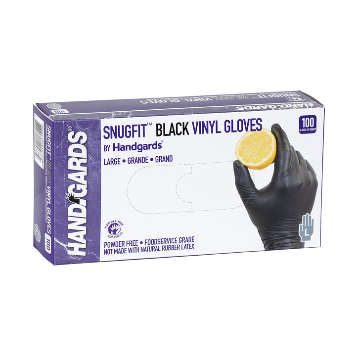 Handgards Hgi Large Vinyl Black Disposable Gloves-100 Each-100/Box-10/Case