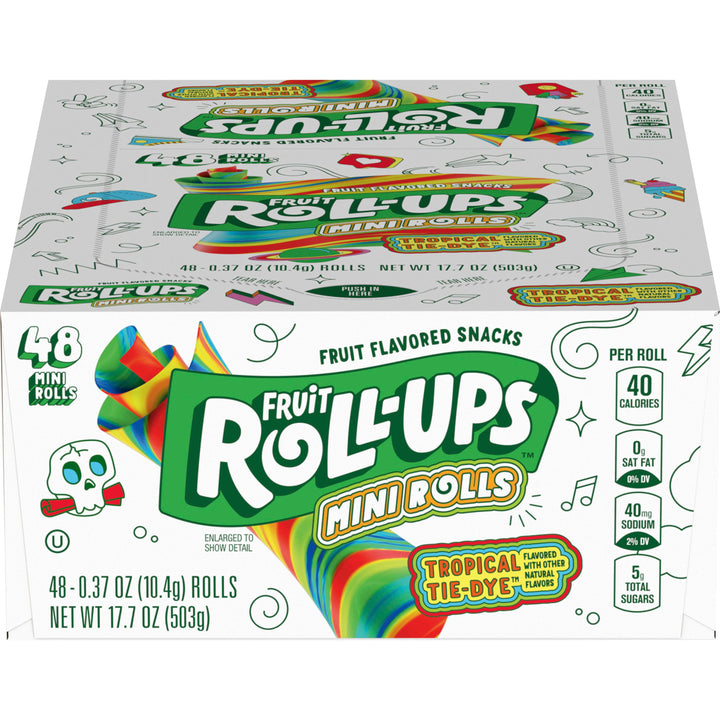 Fruit Roll-Ups Tropical Tie-Dye Mini Fruit Roll-Ups-0.37 oz.-48/Box-6/Case