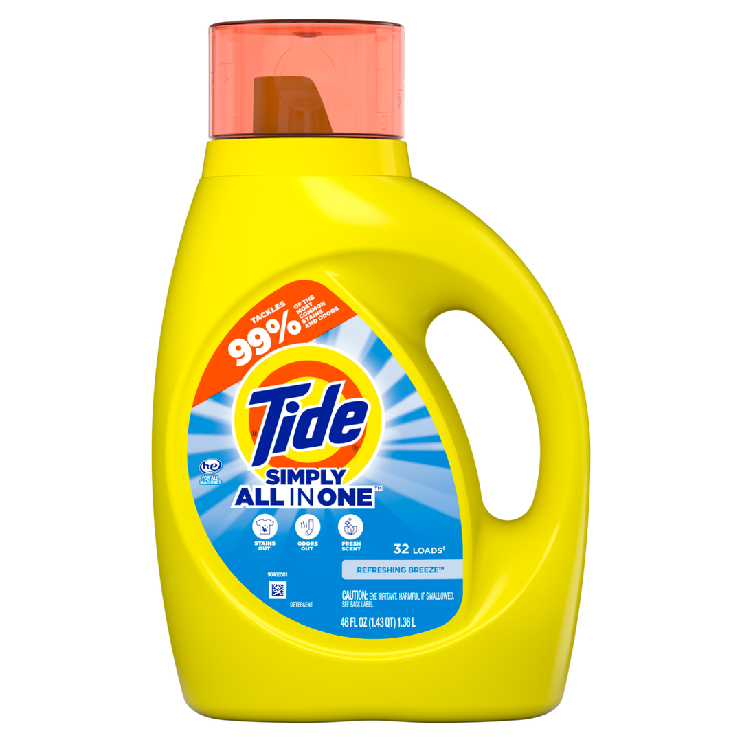 Tide Laundry Detergent Liquid Suds Refreshing Breeze Simply Clean & Fresh-46 fl. oz.-6/Case