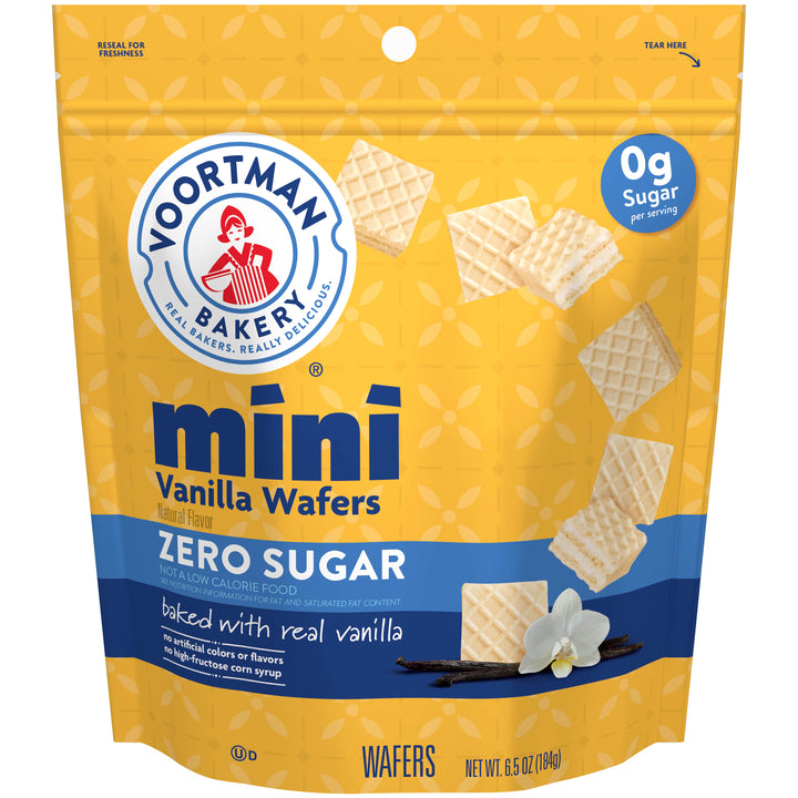 Voortman Zero Sugar Mini Vanilla Wafers Case-6.5 oz.-6/Case