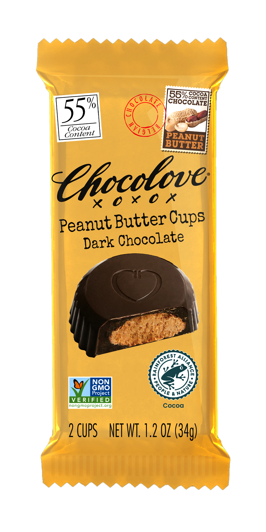 Chocolove Peanut Butter Cups Dark Chocolate-1.2 oz.-10/Box-12/Case