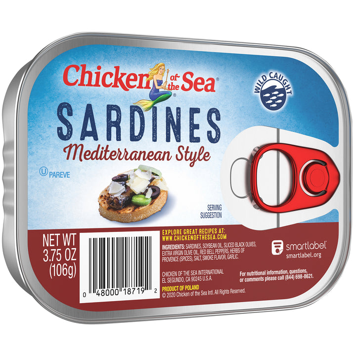 Chicken Of The Sea Sardines Mediterranean Style-3.75 oz.-18/Case