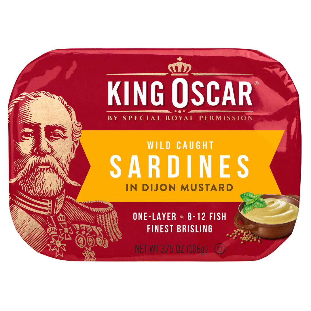King Oscar 8-12 Fish 1 Layer Wild Sardines In Dijon Mustard-3.75 oz.-12/Case
