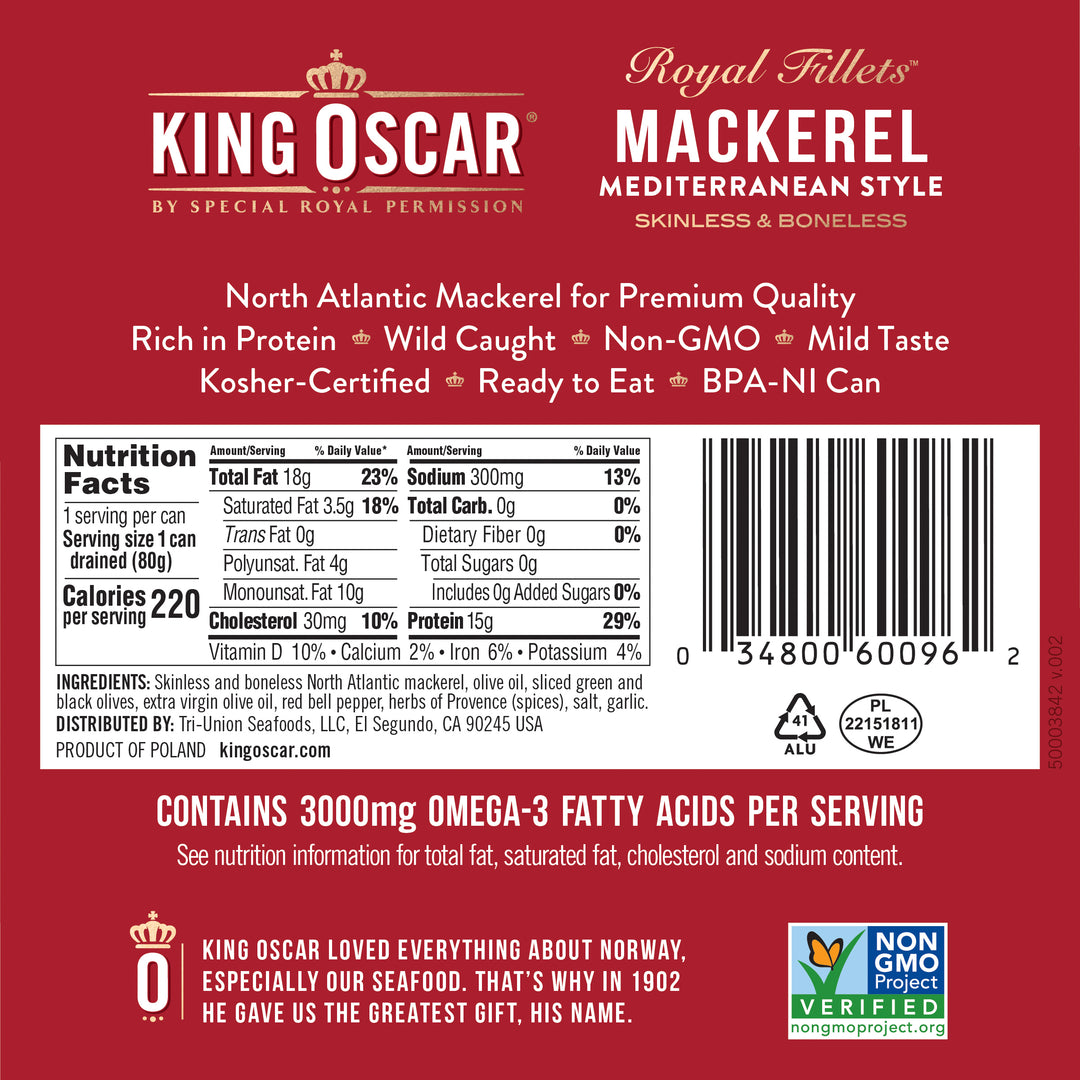 King Oscar Royal Fillet Skinless Boneless Mediterranean Style-4.05 oz.-12/Case